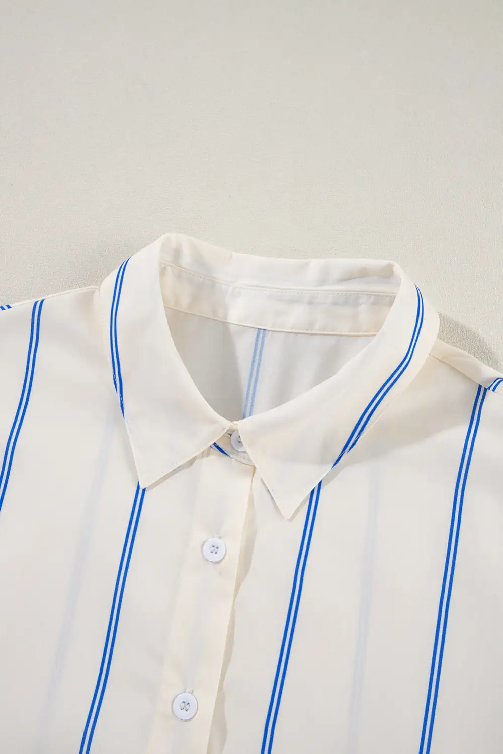 Sky Blue Stripe Drop Shoulder Bubble Sleeve Loose Shirt