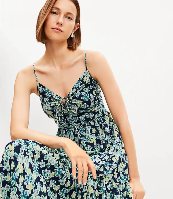 Ikat Buttercup Clip Keyhole Strappy Midi Dress