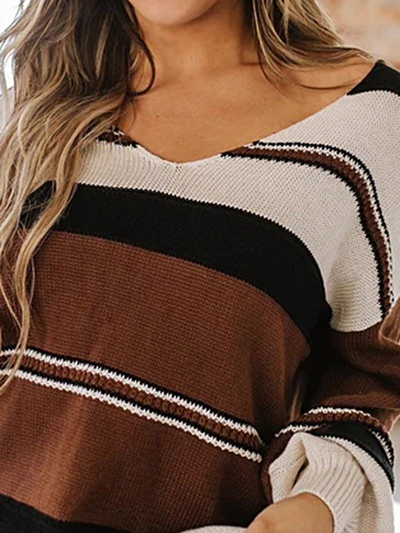 Brown Casual Knitted Sweater Top Coat