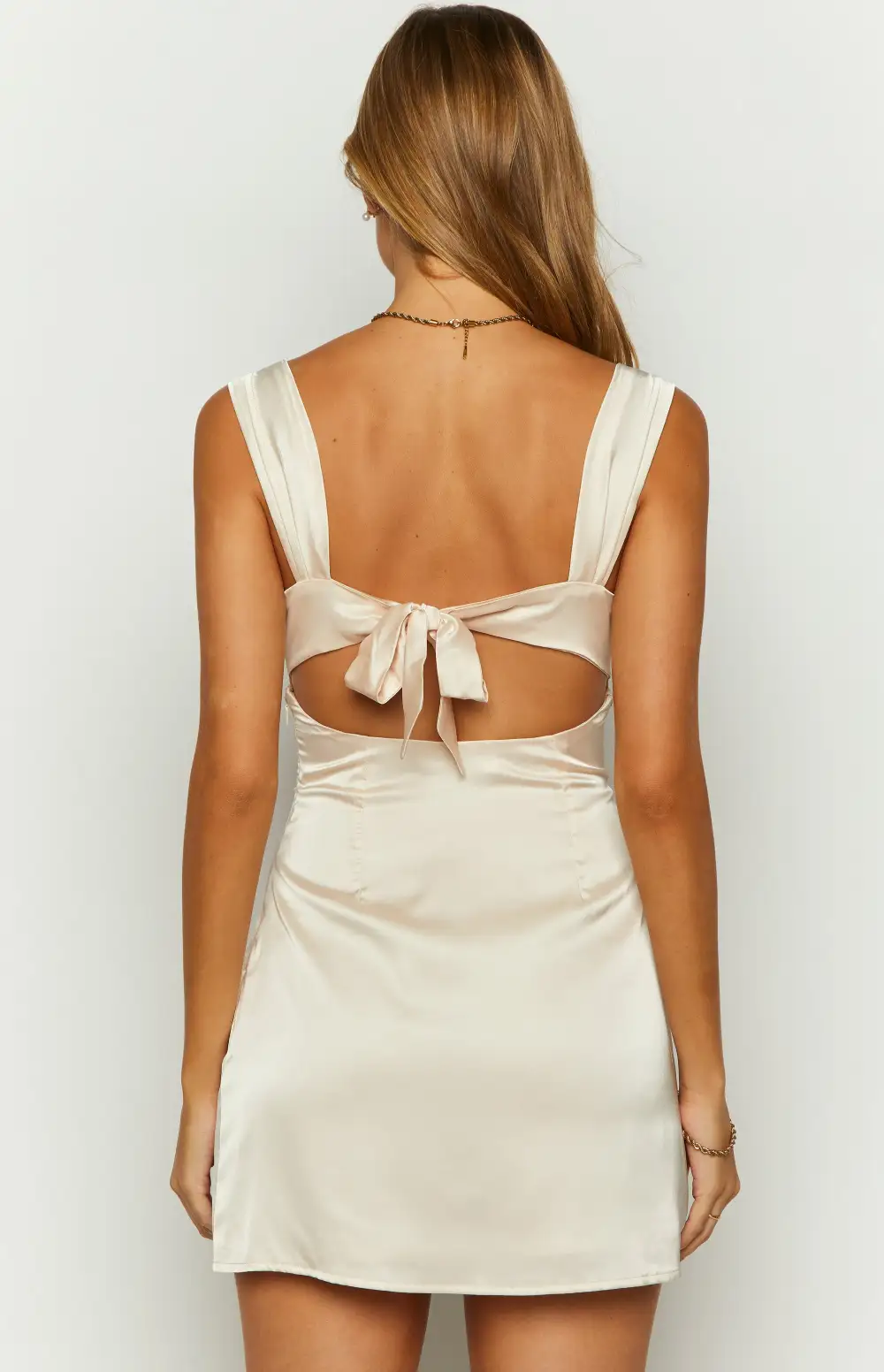 Mya Cream Satin  Mini Dress