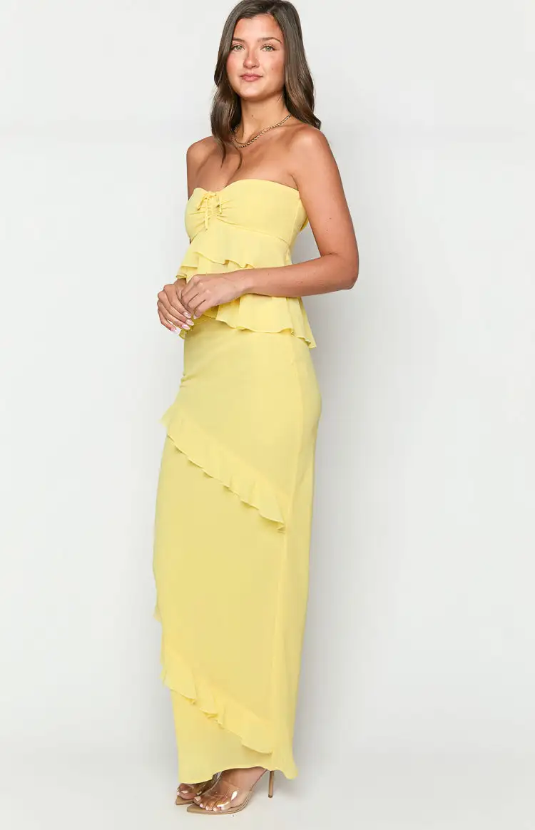 Raleigh Yellow Ruffle Maxi Skirt