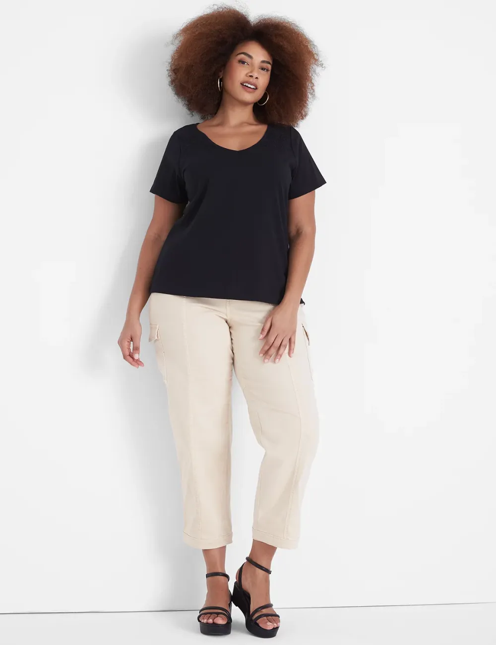 Flutter-Sleeve Embroidered Tee