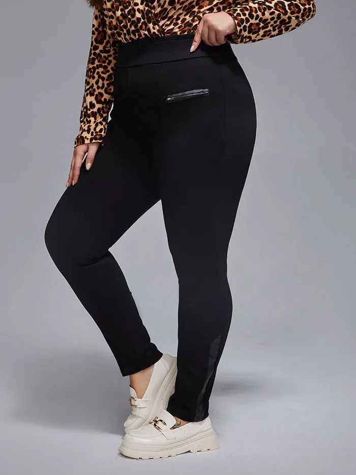 Plus Zipper Elastic Waist Skinny Pants