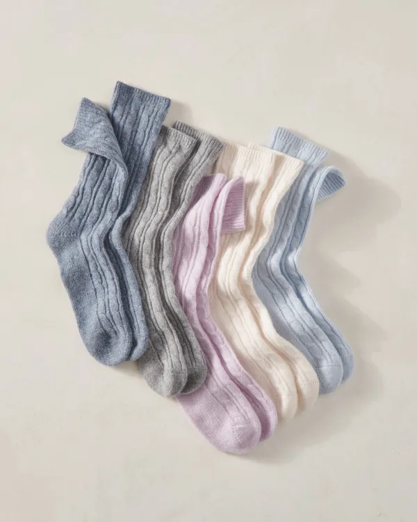 Cashmere Blend Cable Knit Socks