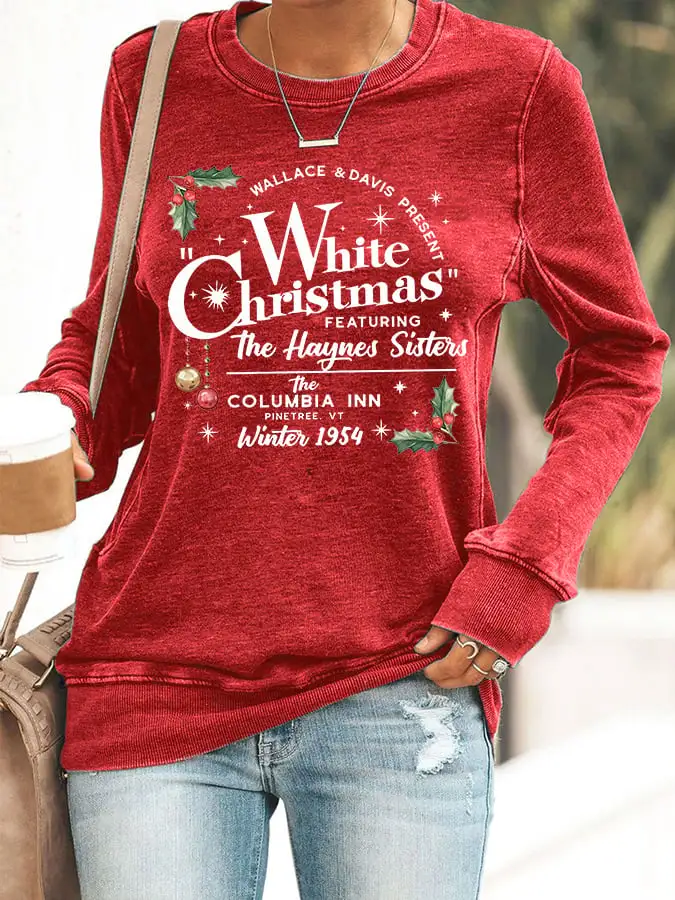 Women's White Christmas Print Casaul Sweatshirt