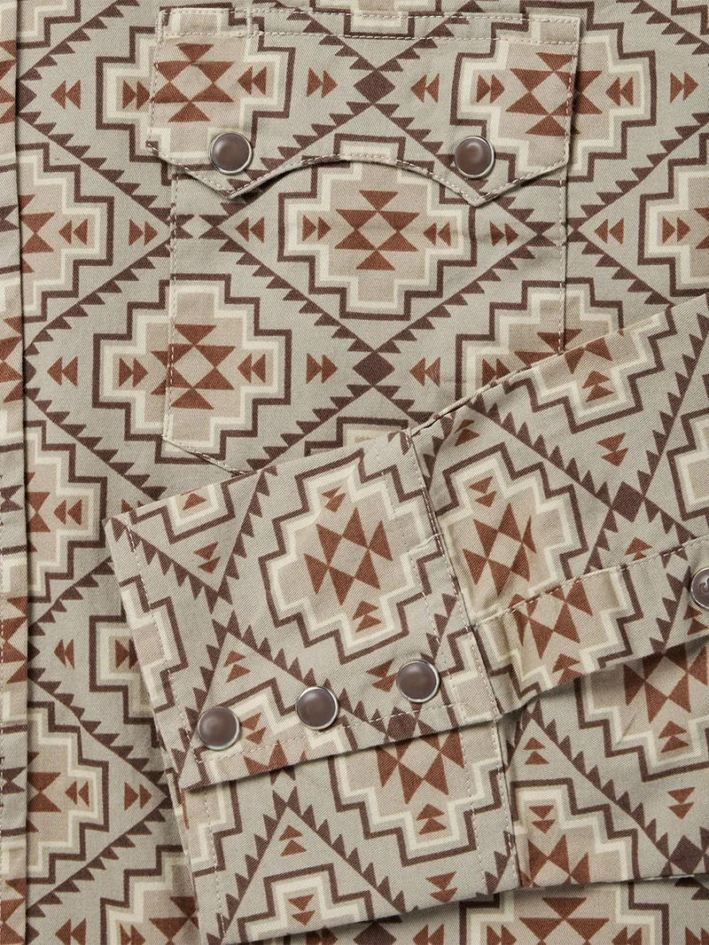 Brown Aztec Poplin Western Shirt