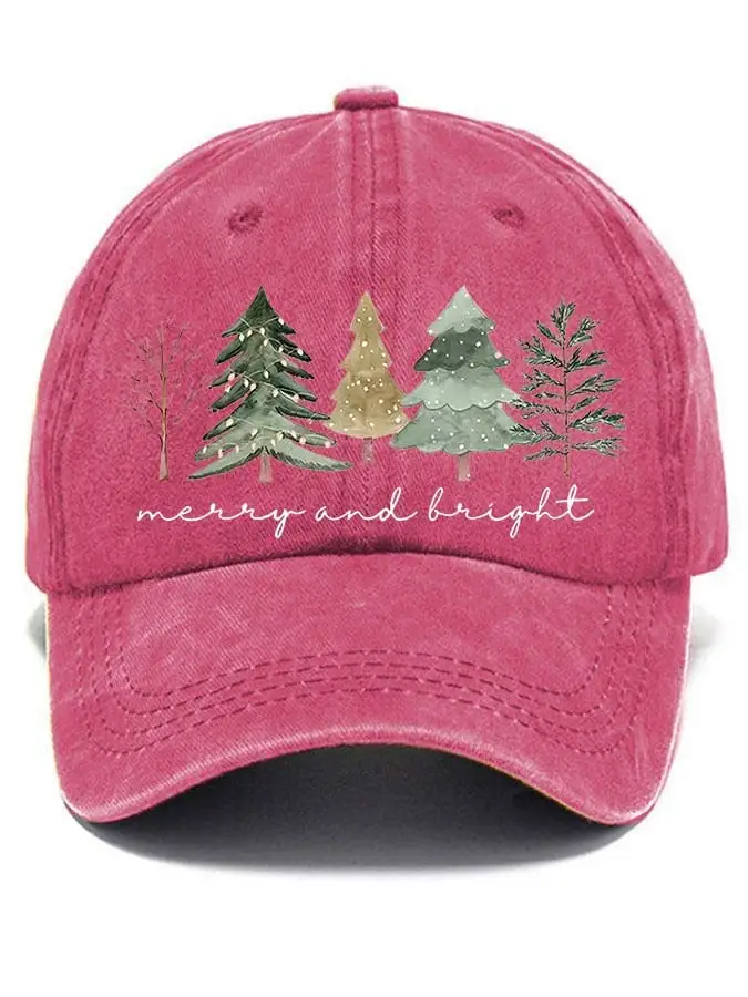 Women's Casual Merry And Bright Print Baseball Cap