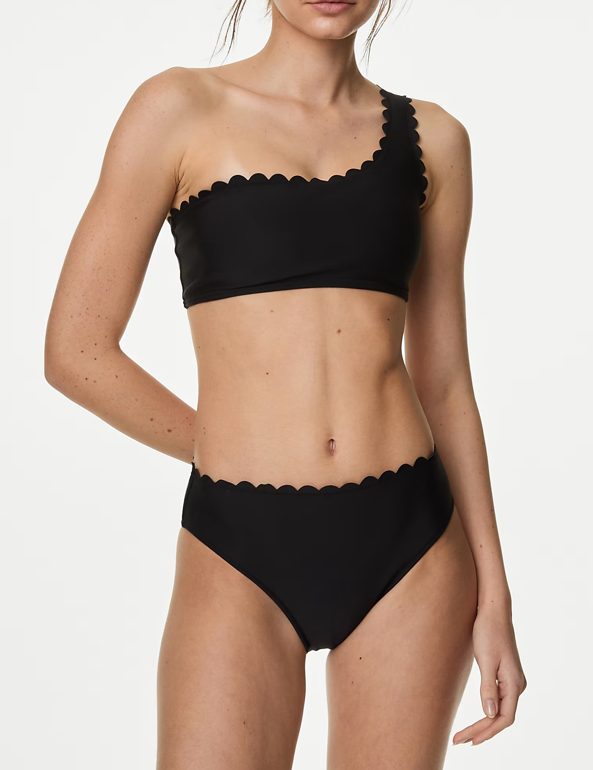 Black Neoprene Scallop Bikini