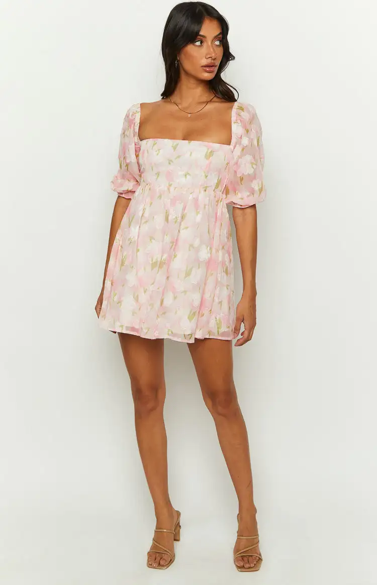 Rubi Pink Floral Babydoll Mini Dress