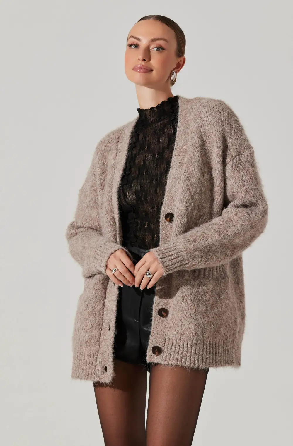 Charli Brushed-Effect Cardigan Sweater