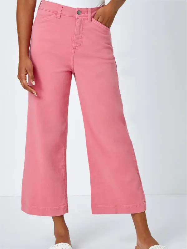 Pink Flared Wide Leg Pants