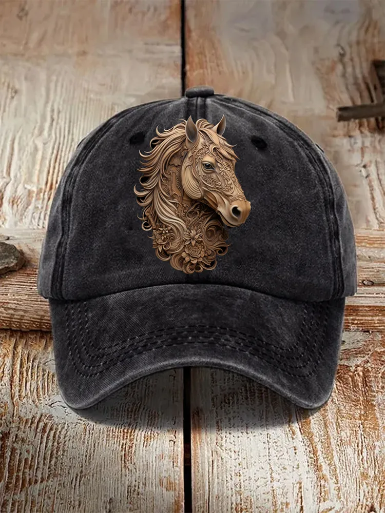 Western Horse Print Baseball Cap