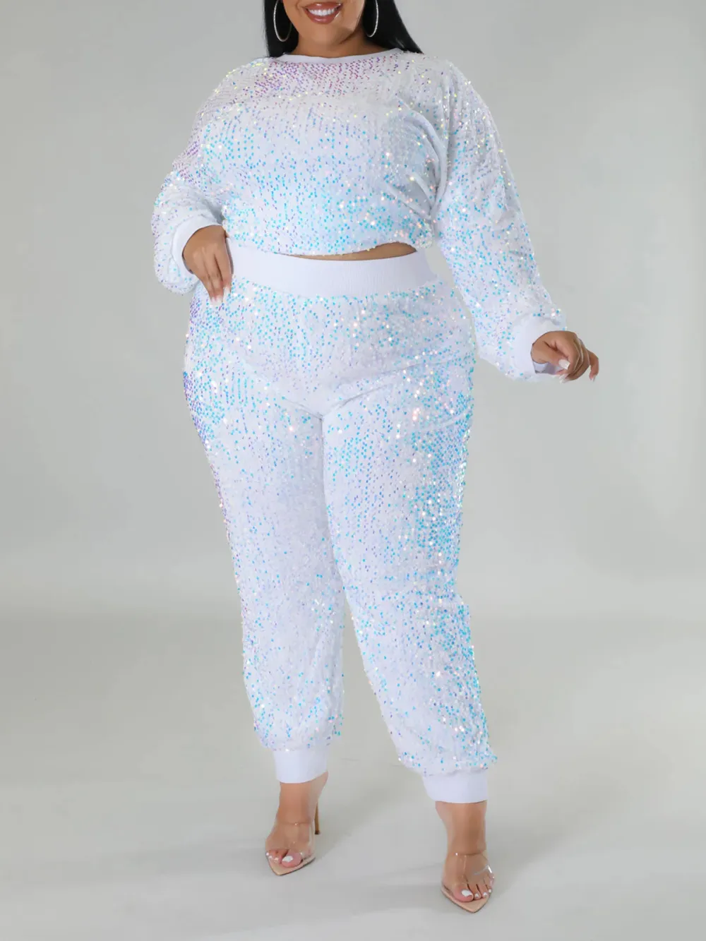 Plus Size Women'S Fashion Sequin Suit