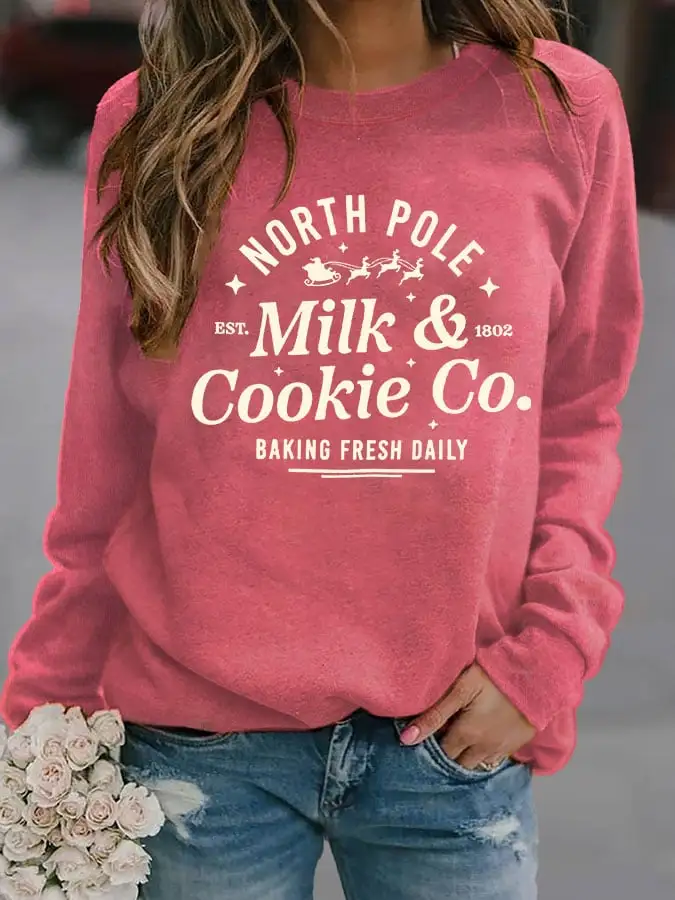 Women's Christmas Print Long Sleeve Sweatshirt