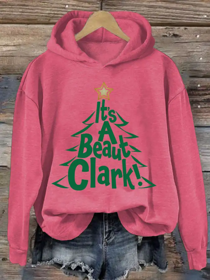 Women's It's A Beaut Clark Christmas Printed Casual Hoodie