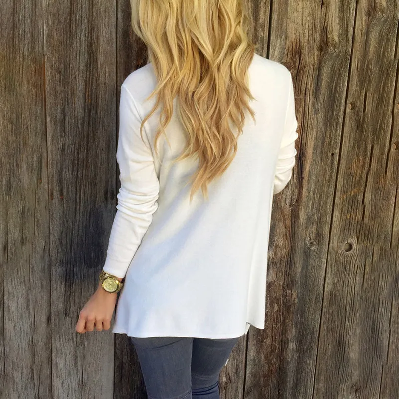 Solid Color Casual Fringe Long Sleeve T-Shirt