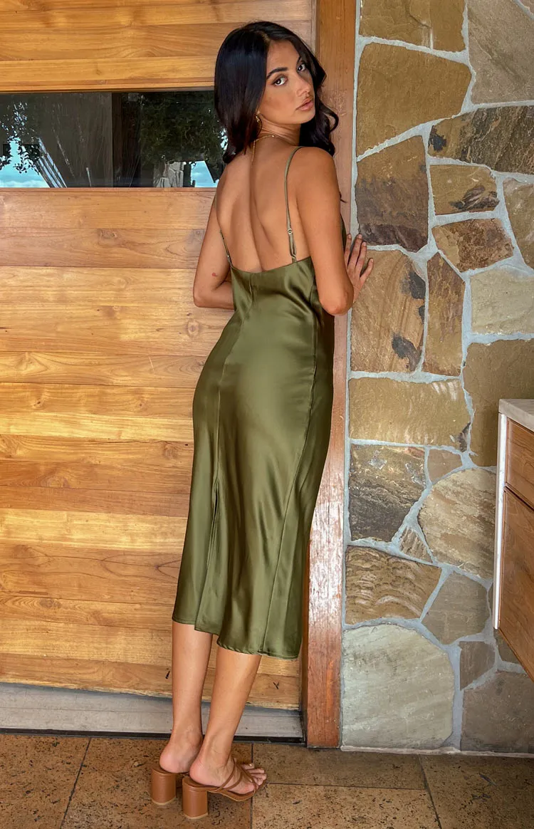 Schiffer Slip Midi Dress Khaki