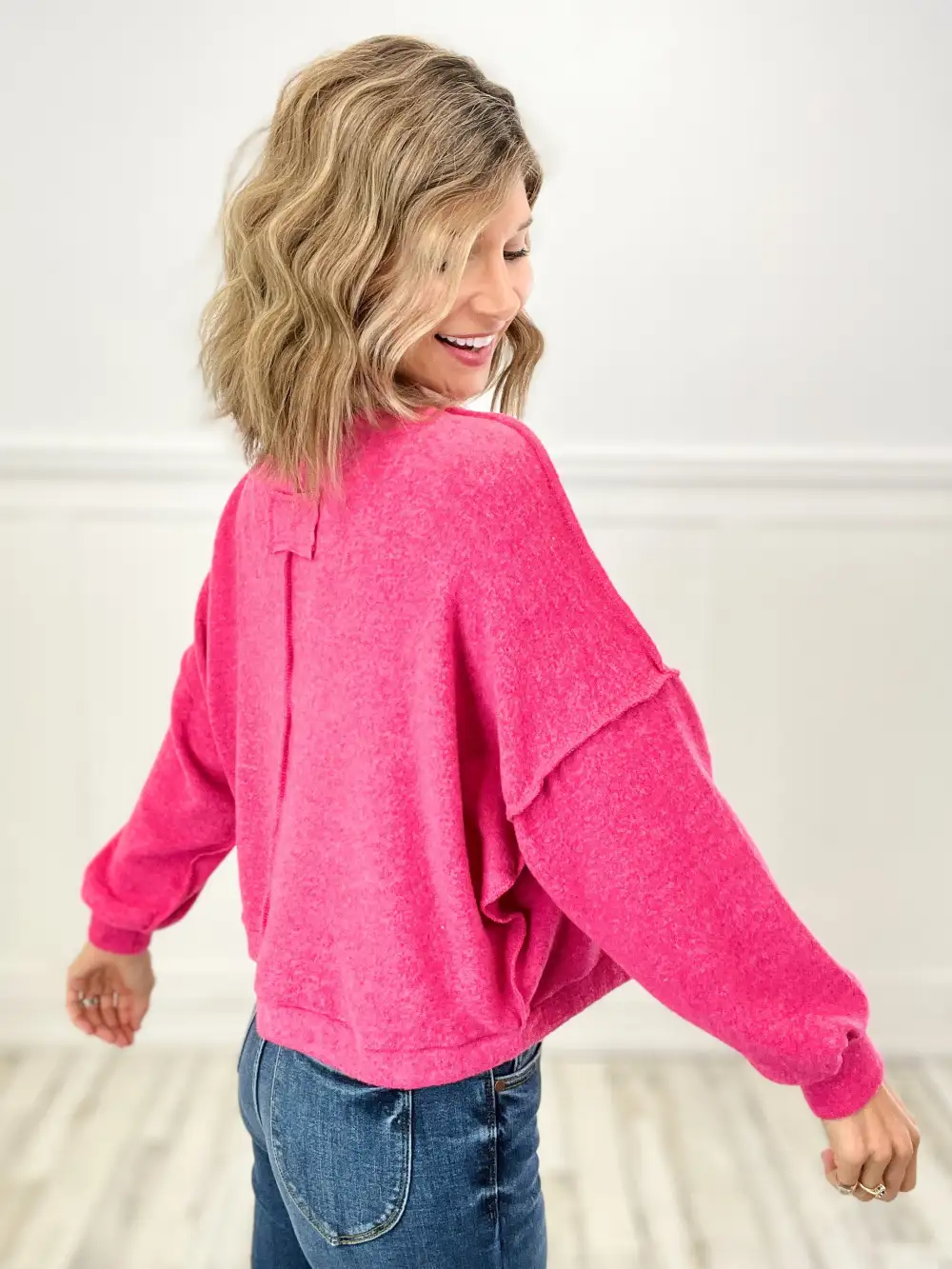 One For The Ages Brushed Mélange Hacci Sweater Top - B