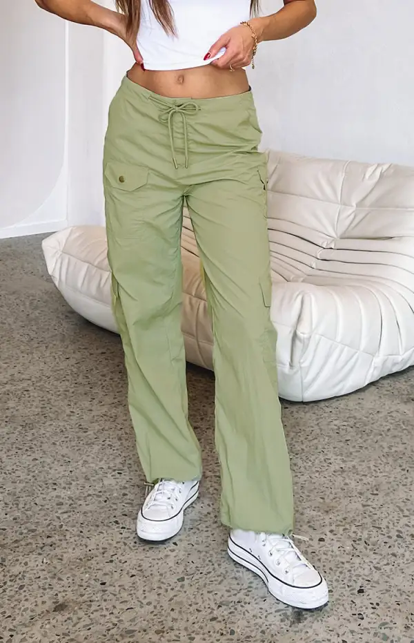 Blaise Khaki Parachute Pants