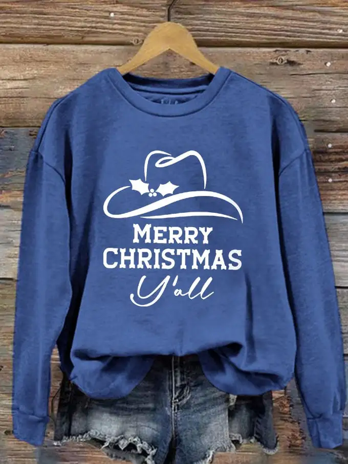 Women's Merry Christmas Y'all Printed Sweatshirt