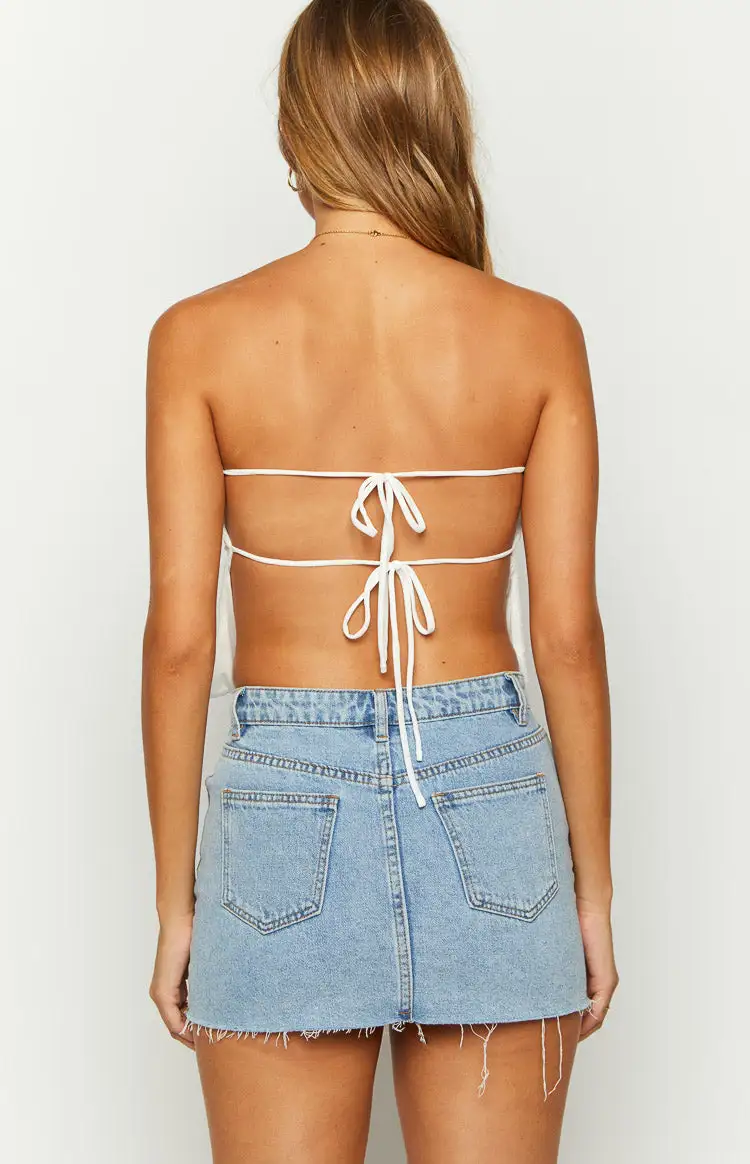 Ibiza White Lace Strapless Top