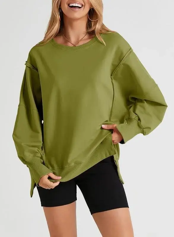 Oversized Reverse Seam Sweatshirt Long Sleeve Crewneck Pullover