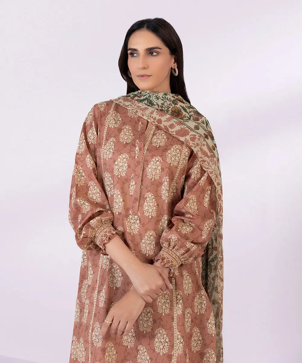 3 Piece - Printed Zari Lawn Suit