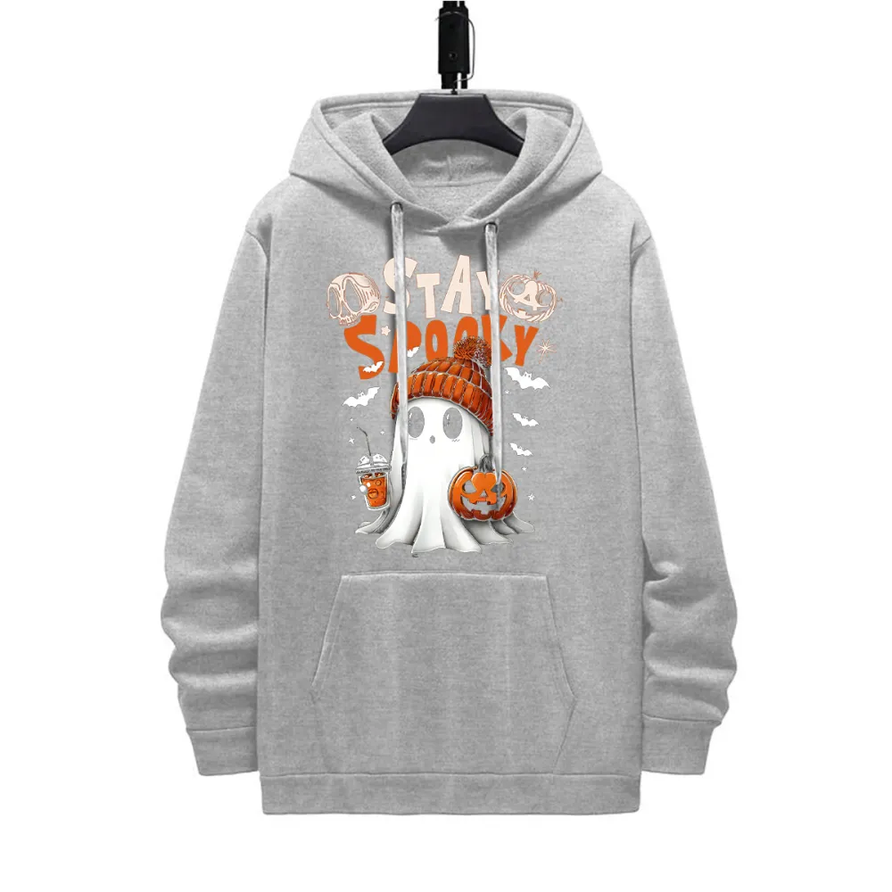 STAY SPOOKY GHOST HALLOWEEN PATTERN PRINTED HOODIE