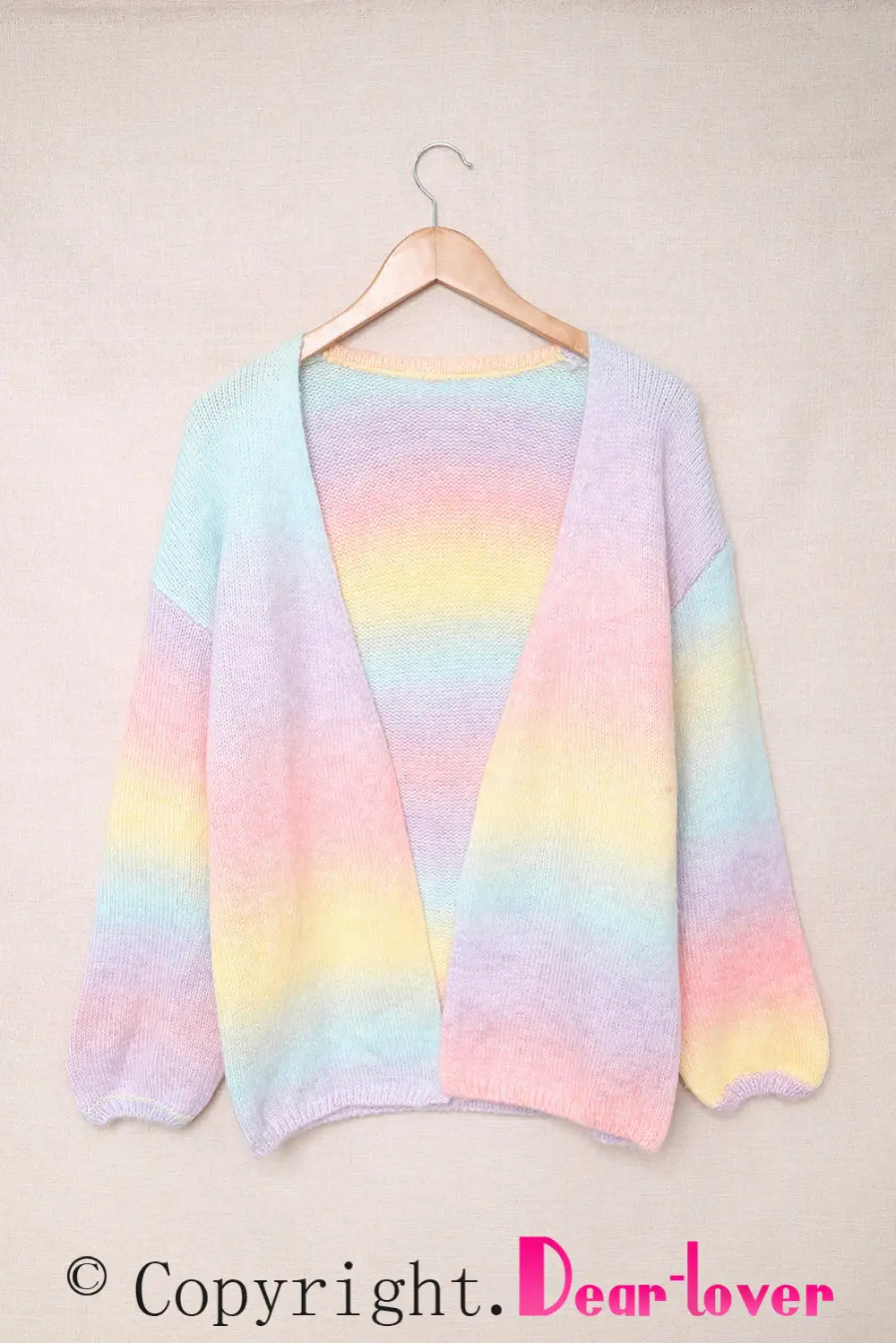 Multicolor Ombre Tie-Dye Drop Shoulder Cardigan