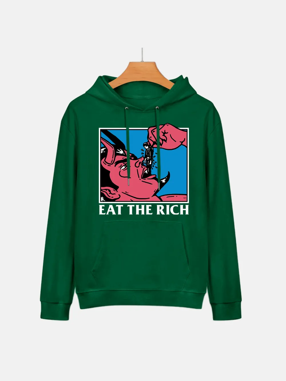 EAT THE RICH PATTERN PRINTED HOODIE