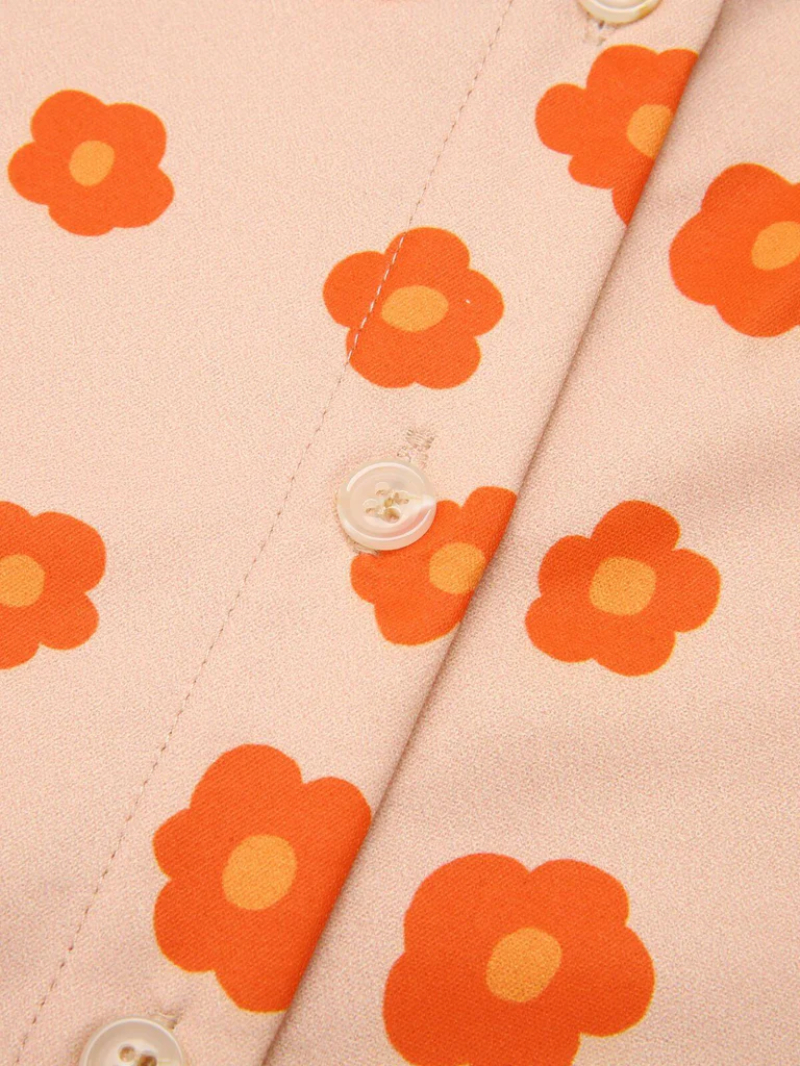 ORANGE 1960S FLORAL SHORT SLEEVES SHIRT