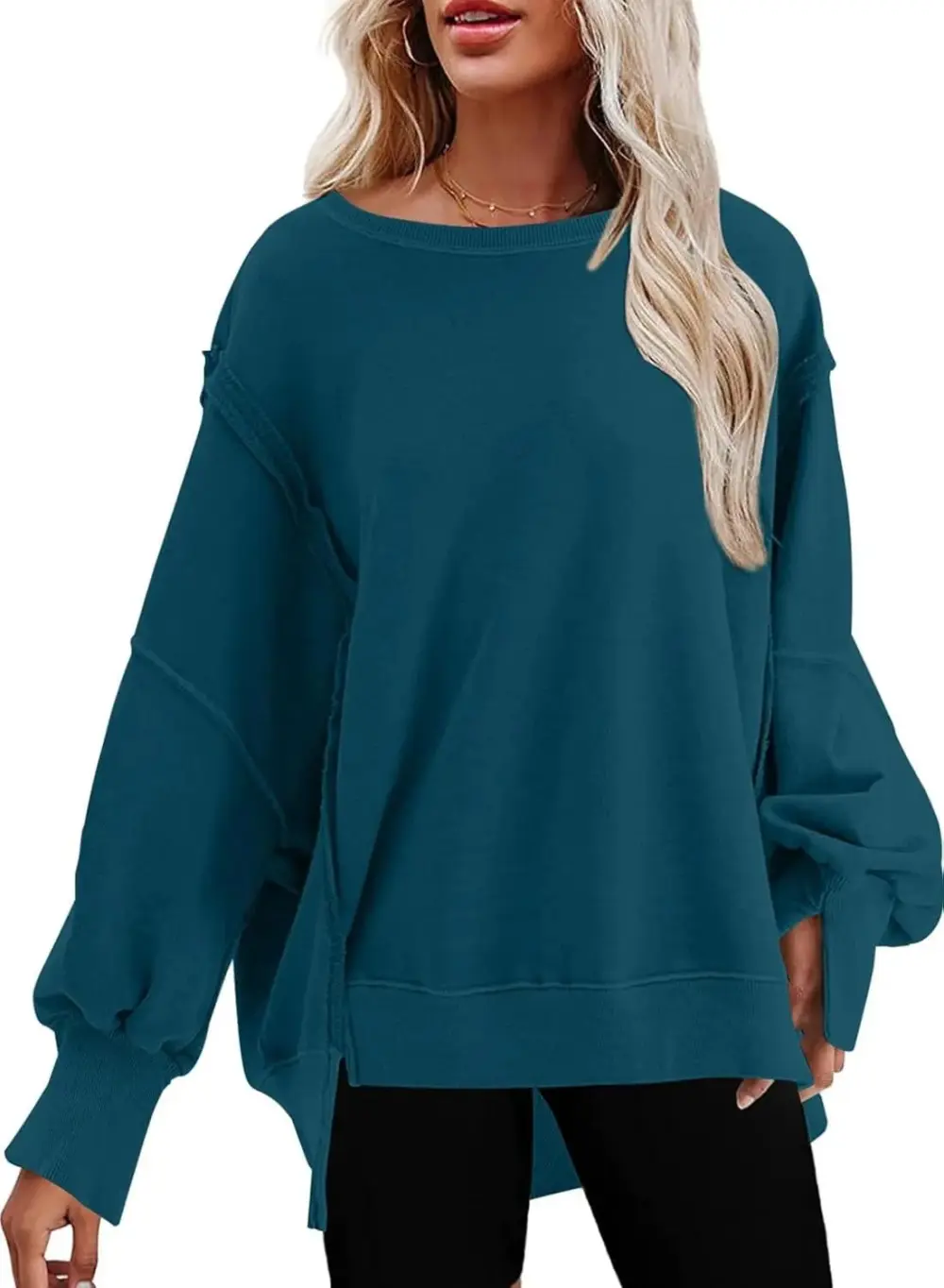 Oversized Reverse Seam Sweatshirt Long Sleeve Crewneck Pullover