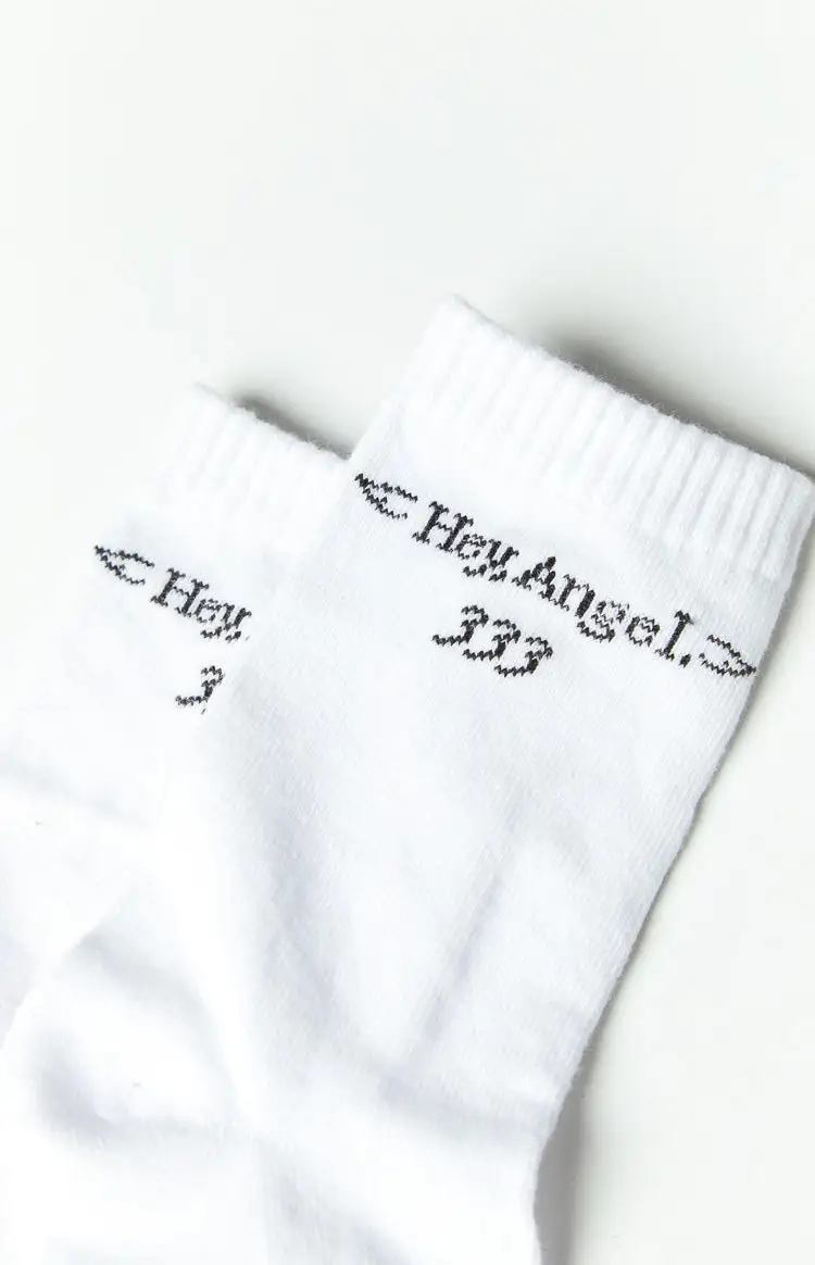 Hey Angel White Crew Socks