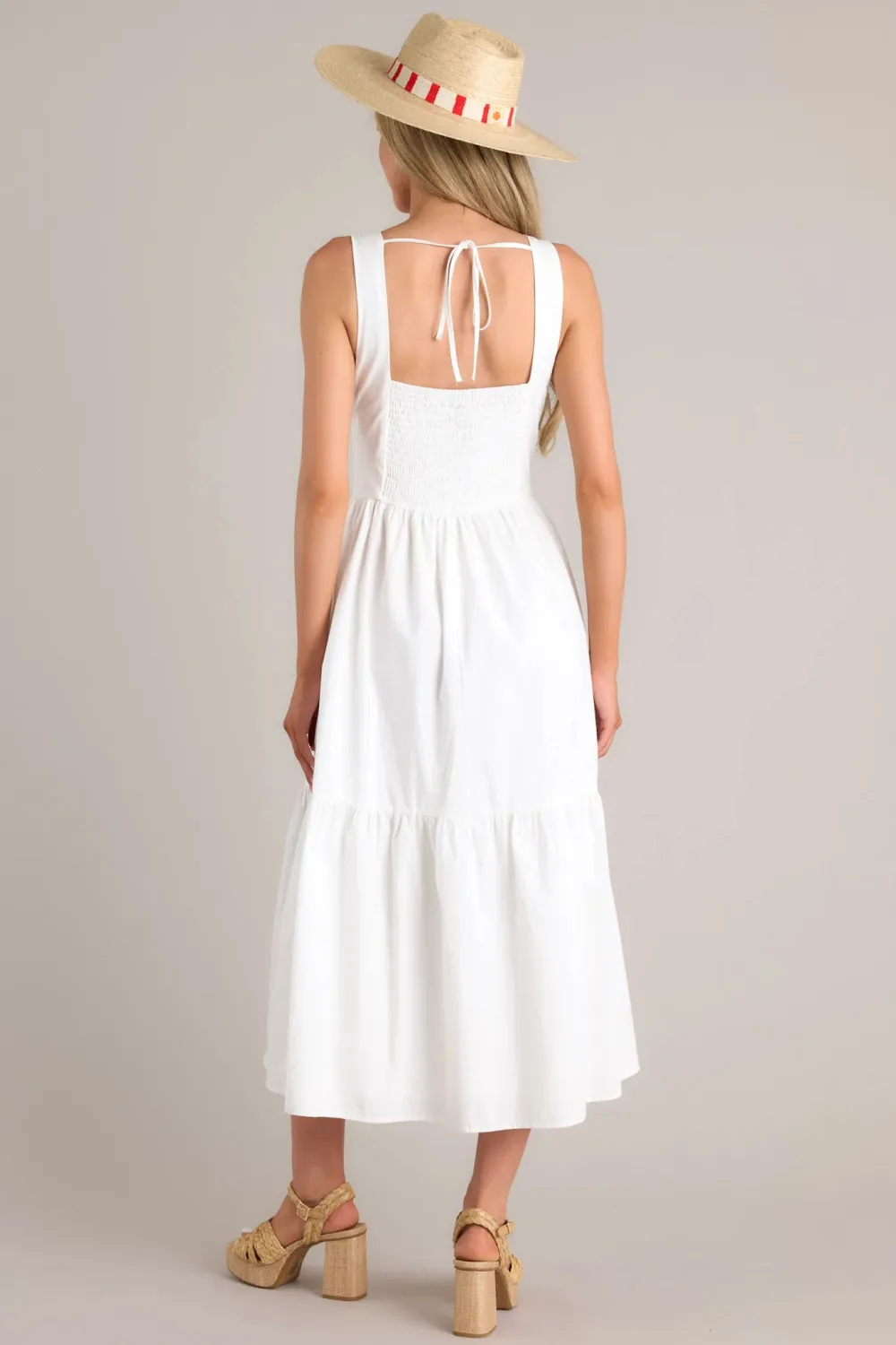 BE GOOD TO ME WHITE CUTOUT MIDI DRESS