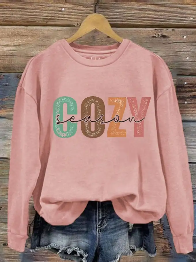 Women's Cozy Season Print Casual Sweatshirt