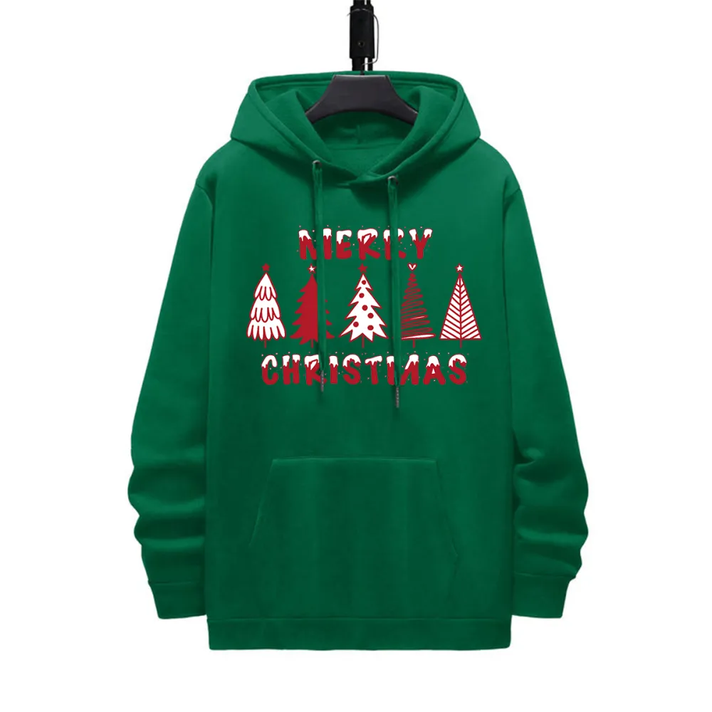 CHRISTMAS TREES DESIGNED PATTERN PRINTED HOODIE