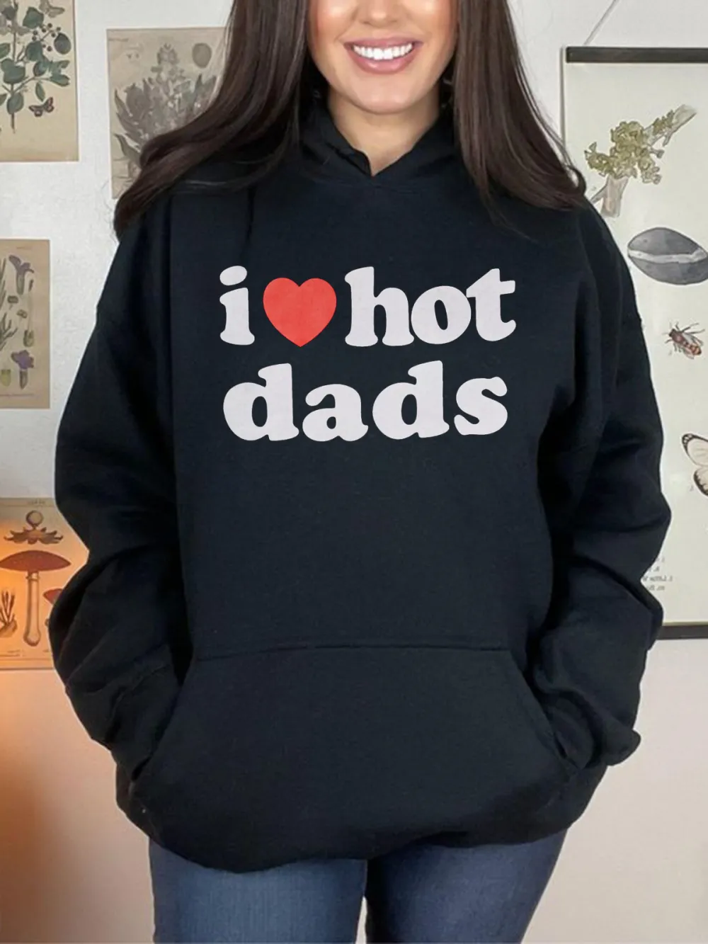 I Love Dads Funny Pattern Printed Hoodie