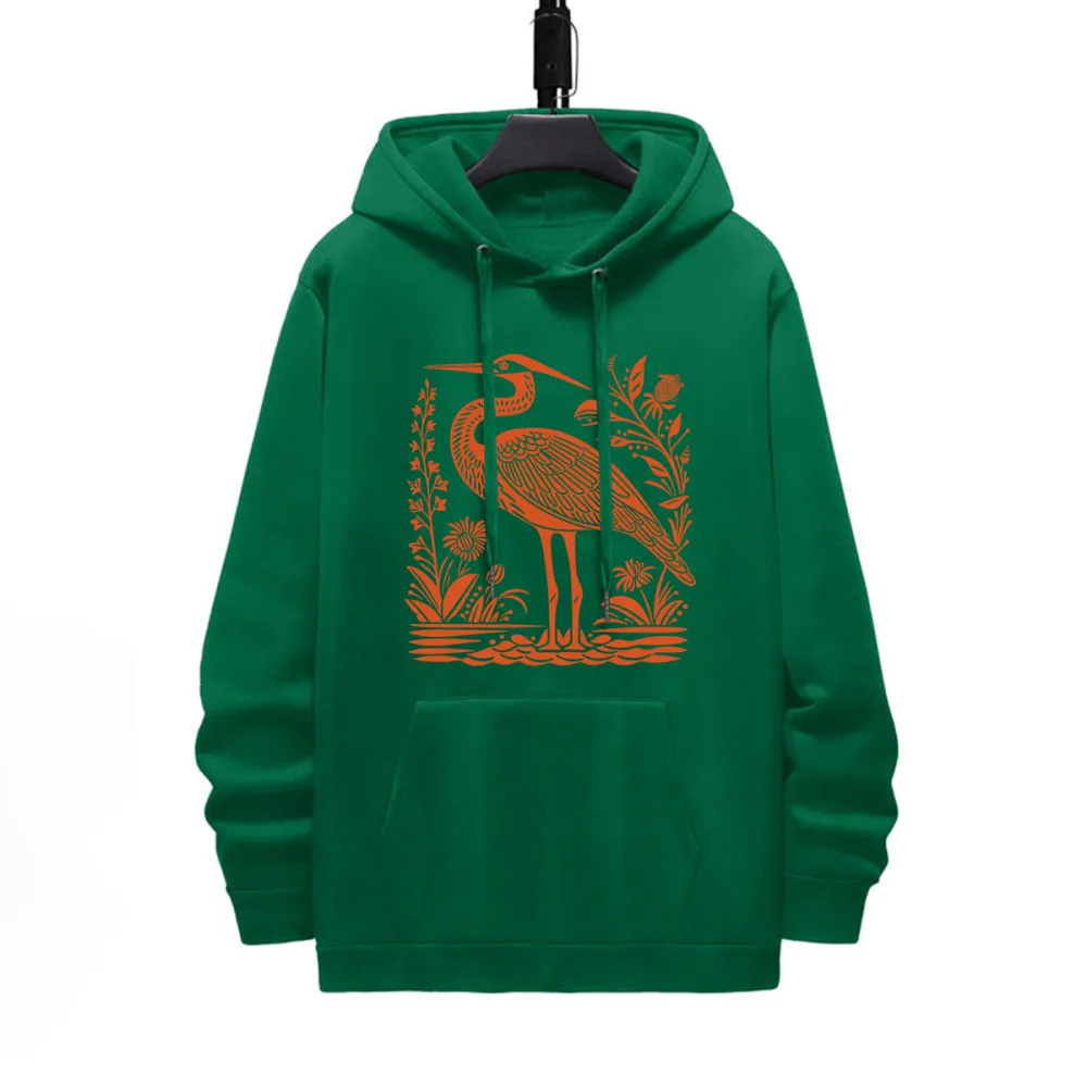 BIRD STANDING ON THE WATER PATTERN PRINTED HOODIE