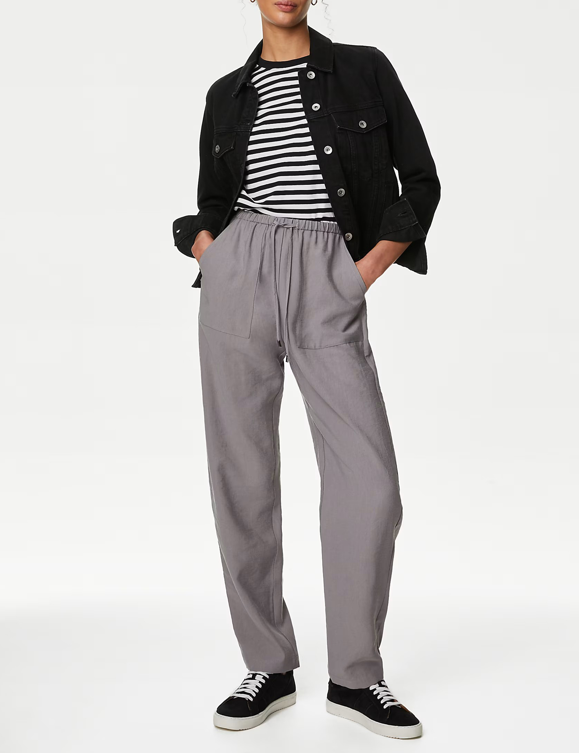 Black Casual Slight Stretch Pants