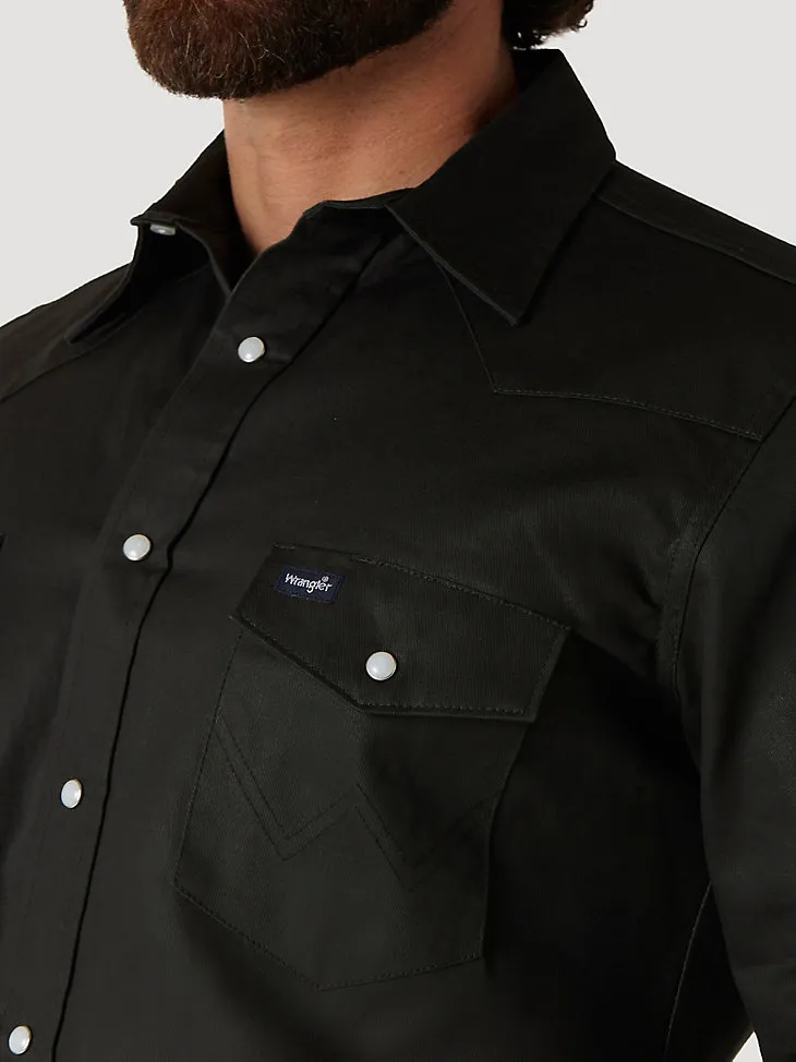 COWBOY CUT® FIRM FINISH LONG SLEEVE WESTERN SNAP SOLID WORK SHIRT IN CHAMBRAY BLUE