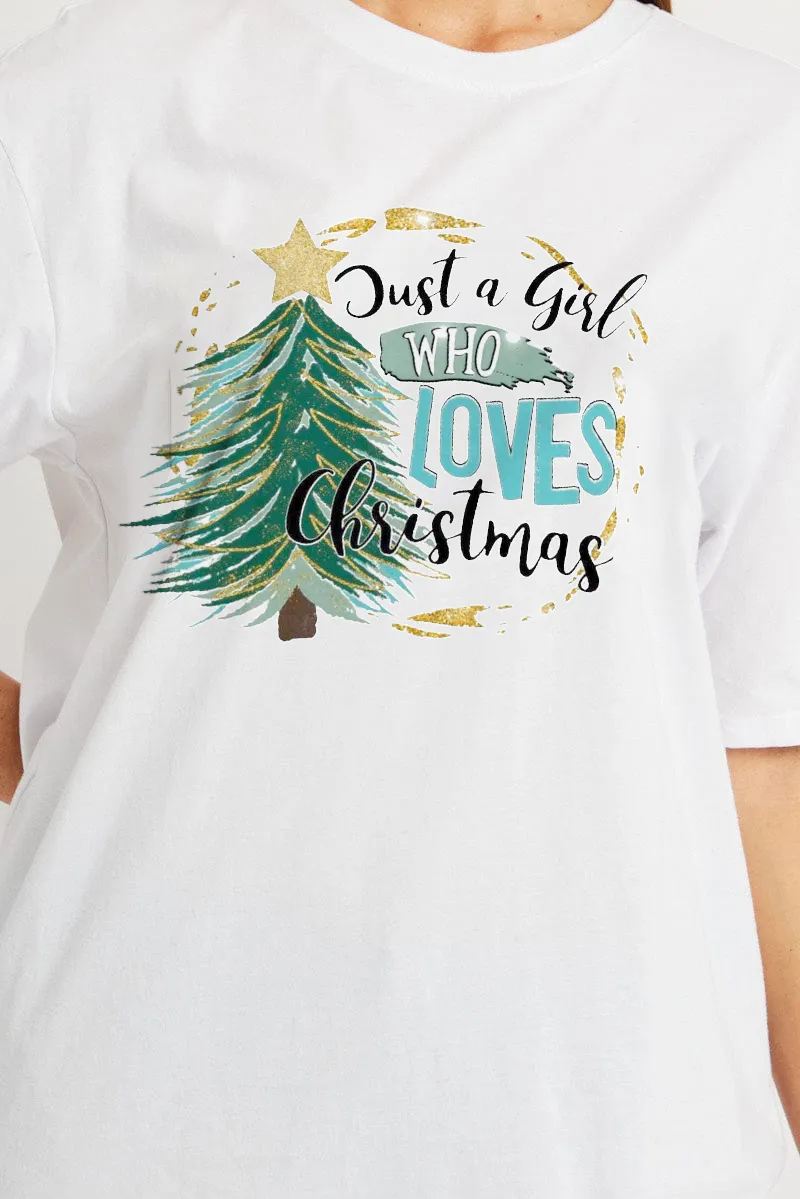 Women's Christmas Tree Printed T-shirt