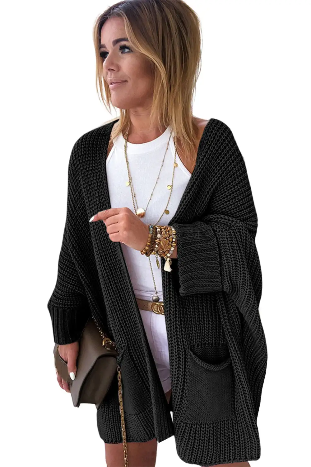 Oversized Fold Over Sleeve Cardigan