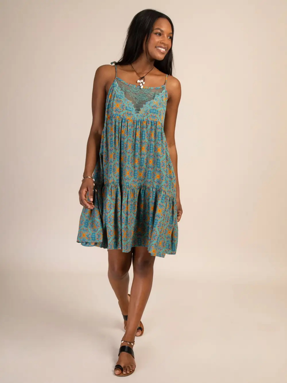 Piper Mini Dress - Teal Floral