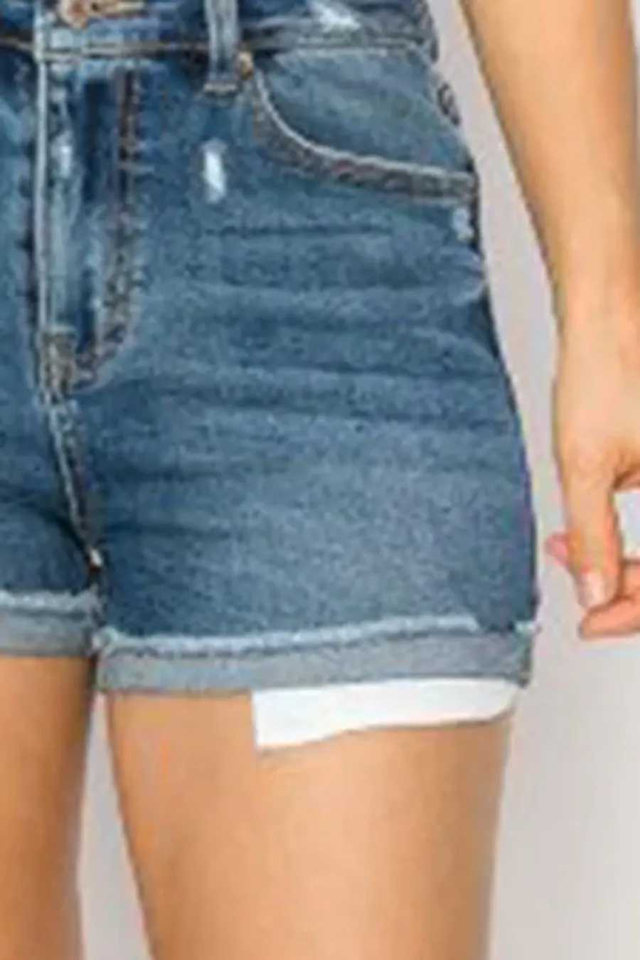 WAXJEAN High Rise Denim Shorts With Exposed Pocket Bag