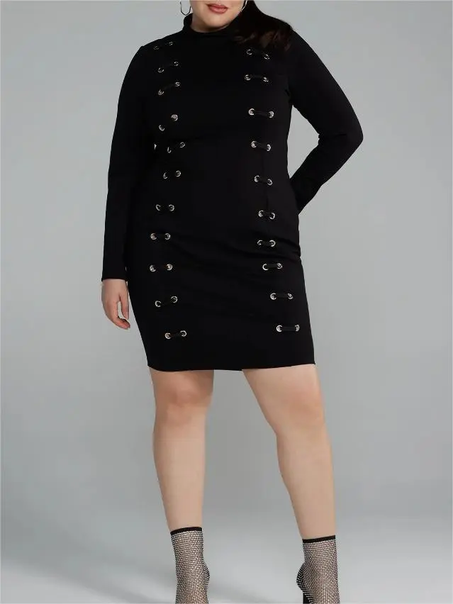 Grommet Seamed Ponte Knit Dress