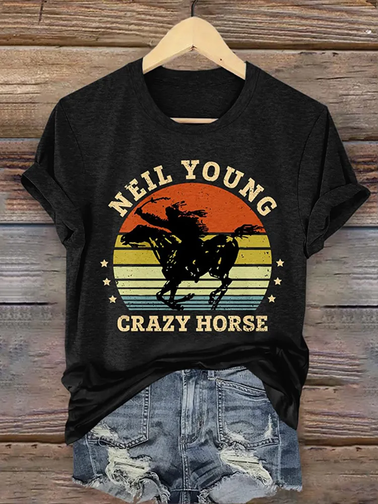 Women's Nell Young Crazy Horse Print T-Shirt