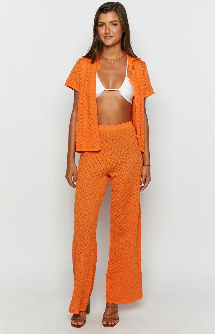 Zaida Orange Knit Pants