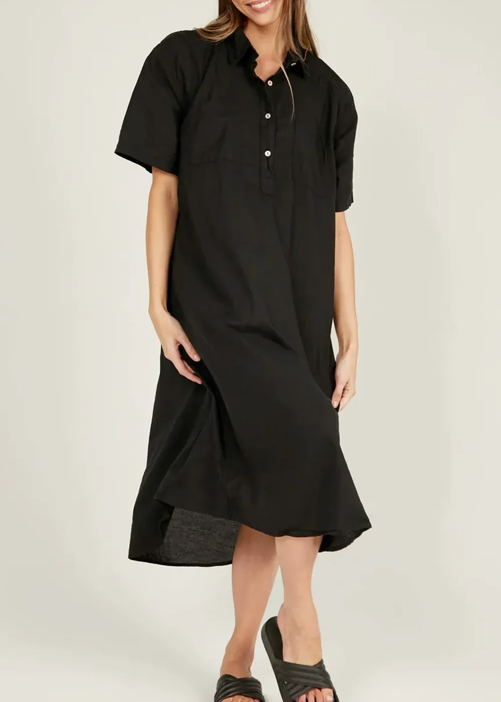 Short Sleeve Lala Shirt Maxi Dress