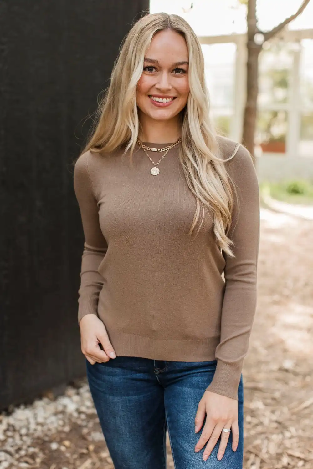 Getting Ahead Lightweight Knit Sweater- Mocha