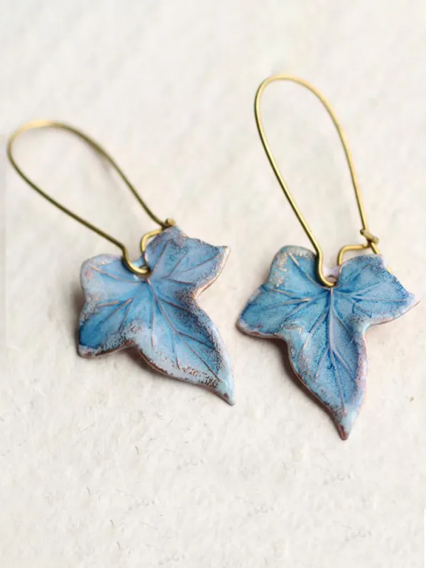 Vintage Blue Maple Earrings